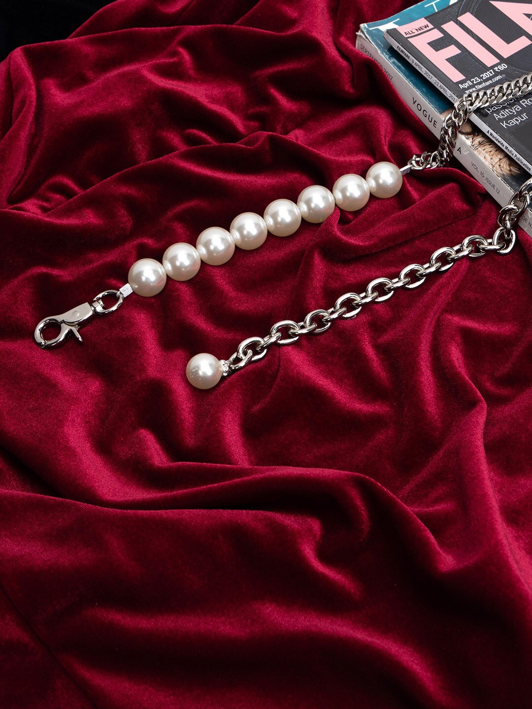 

Kazo Beaded Chain Thin Belt, Silver