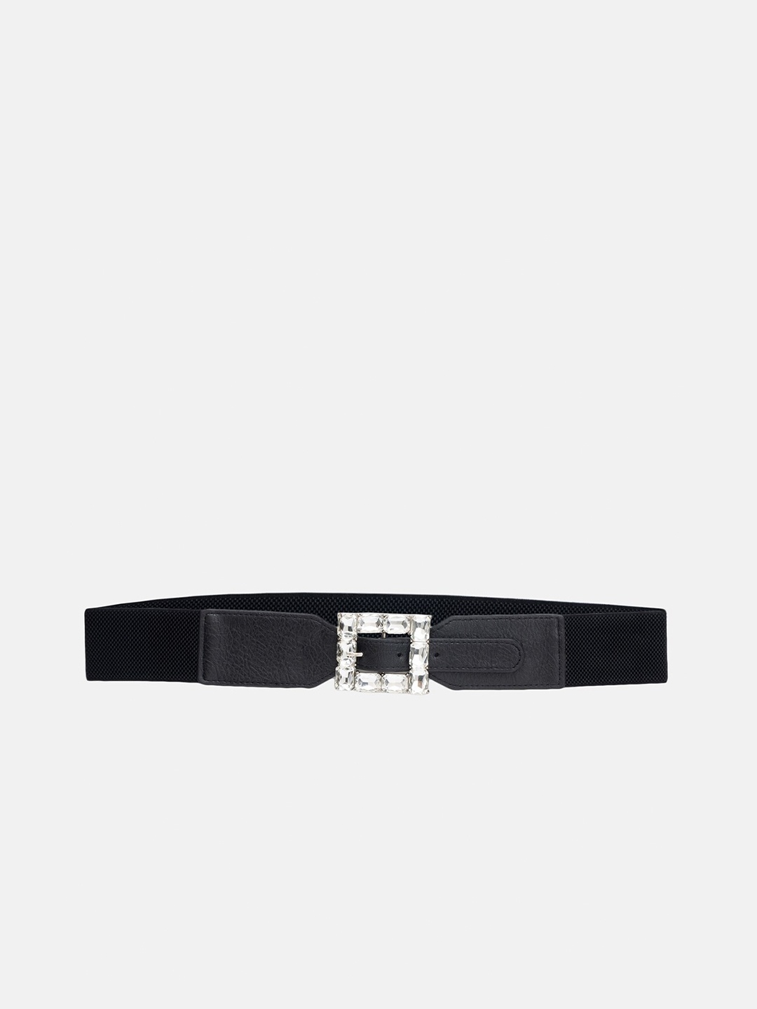 

Kazo Stone Embellished Stretch Buckle Belt, Black