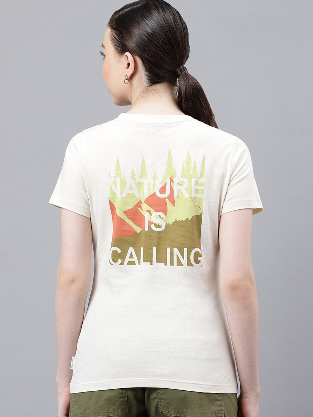

Woodland Typography Printed Pure Cotton T-shirt, White