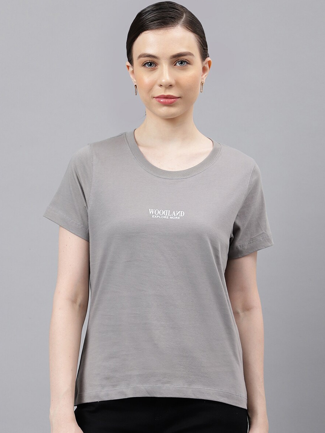 

Woodland Round Neck Organic Cotton T-shirt, Grey