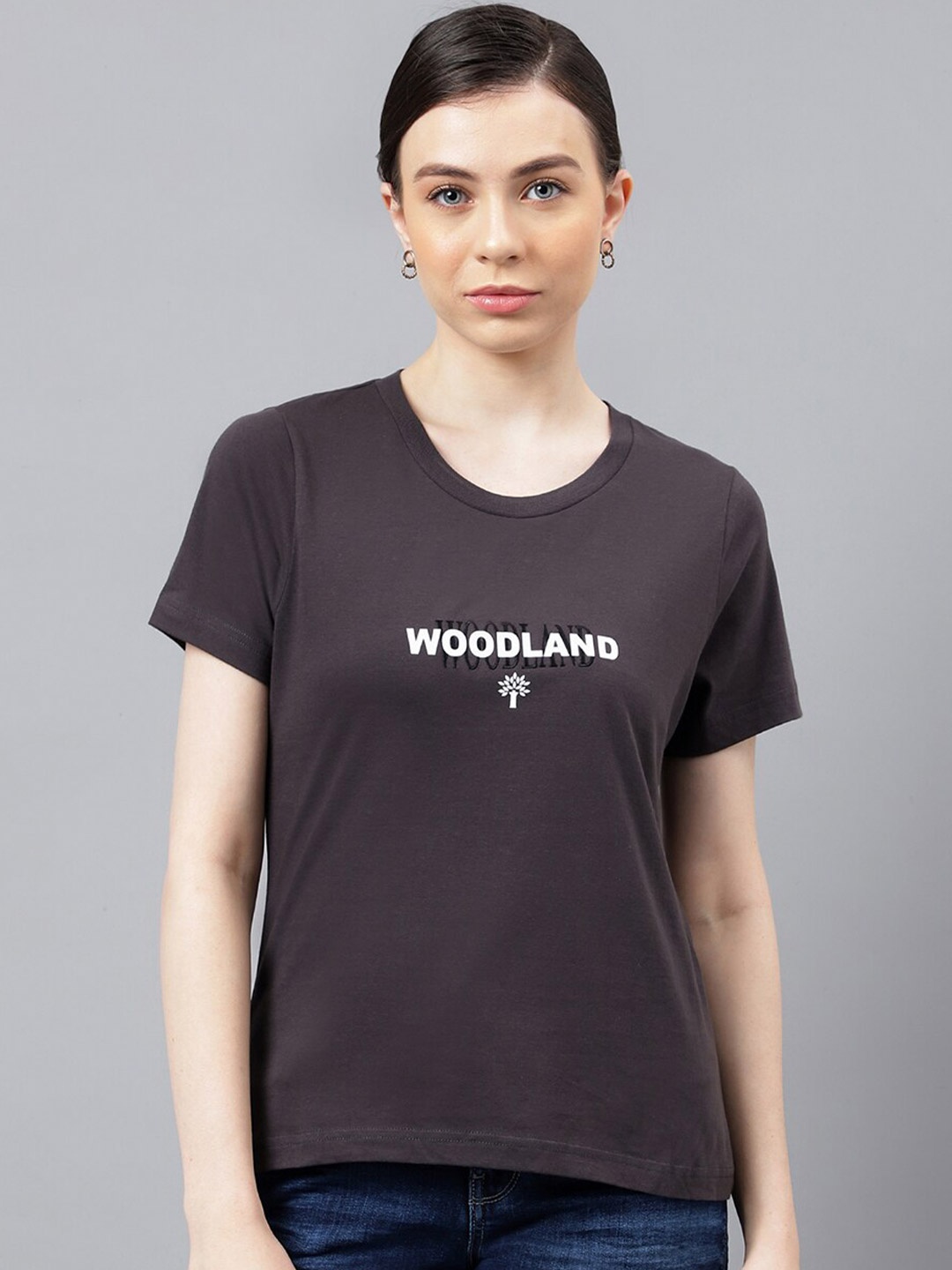 

Woodland Round Neck Organic Cotton T-shirt, Grey