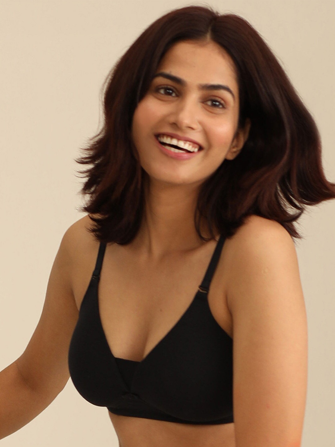 

Nykd By Nykaa Breathe Cotton Triangle Cup Padded Non Wired T-Shirt Bra NYB003, Black