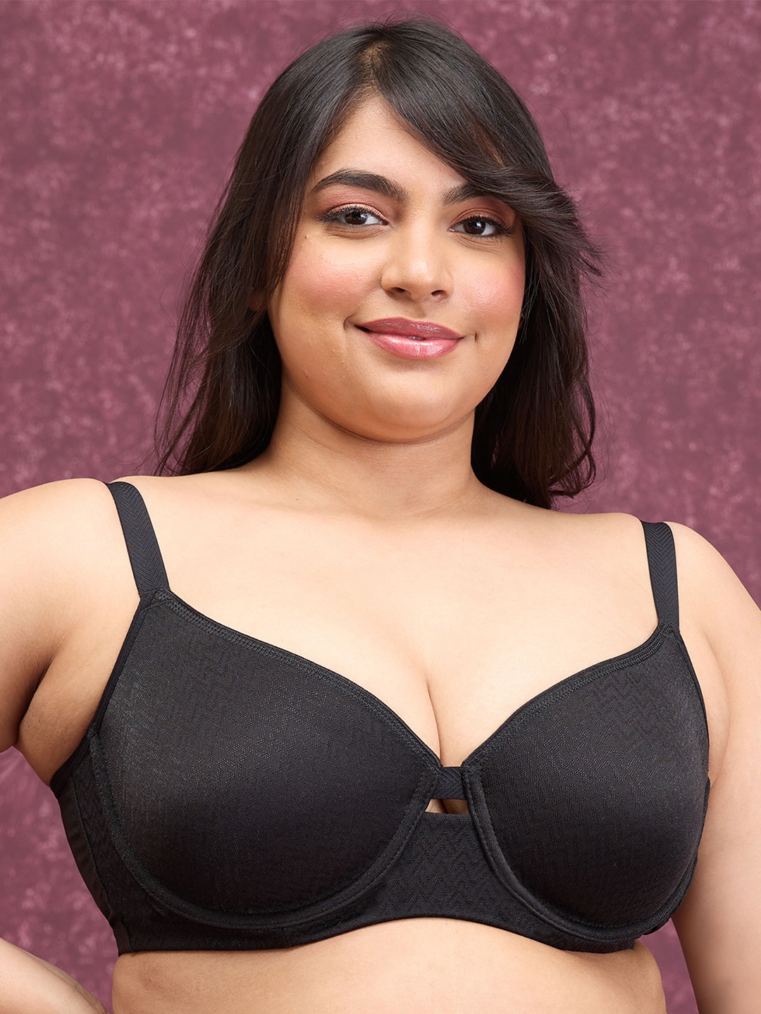 

Nykd Women Luxe Jacquard Minimiser Bra -Black (NYB231)