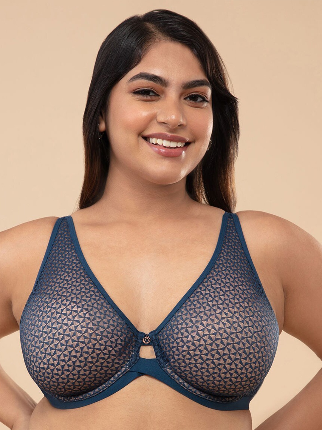 

Nykd Plus Size Full Coverage Underwired Non Padded Minimizer Bra With All Day Comfort, Blue