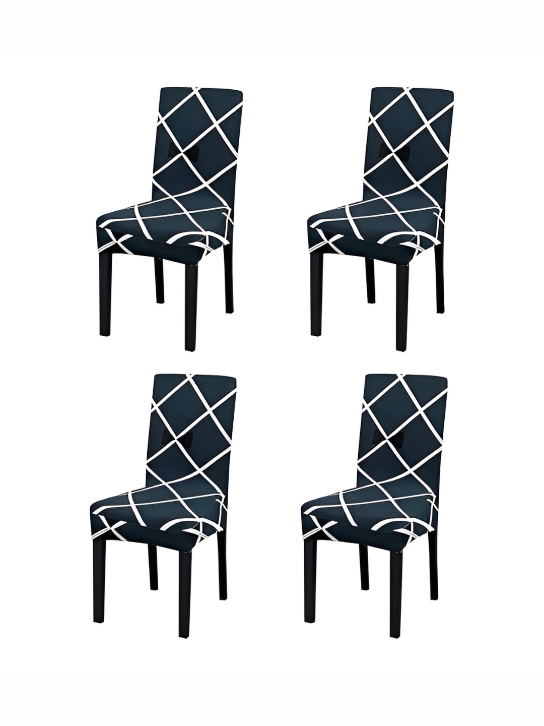 

TONY STARK Blue & White 4 Pieces Printed Comfortable Chair Covers