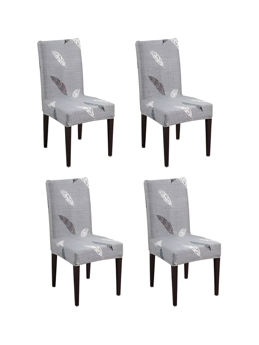 

TONY STARK Grey & White 4 Pieces Printed Comfortable Chair Covers
