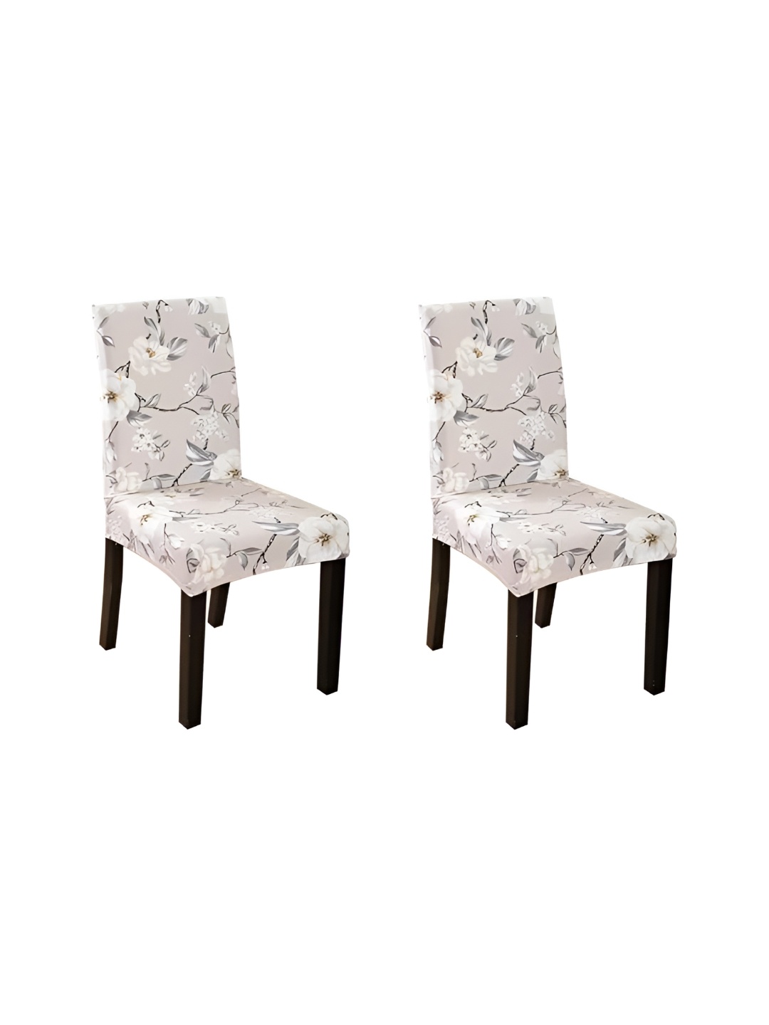 

TONY STARK Beige & White 2 Pieces Floral Printed Comfortable Chair Covers