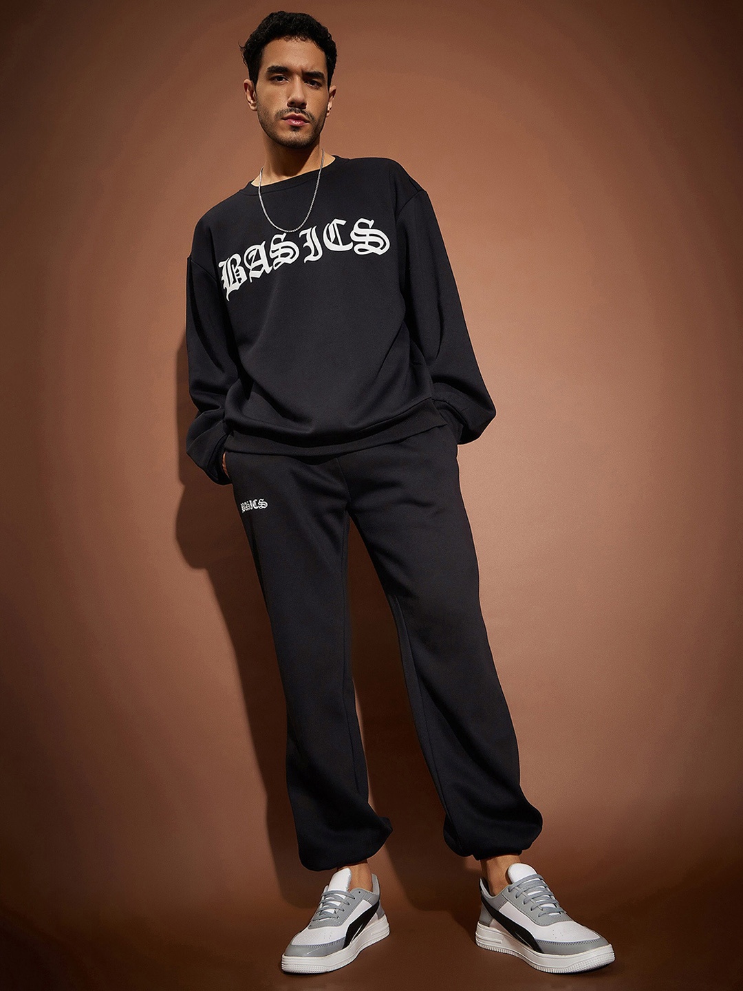 

MASCLN SASSAFRAS Black & White Typography Printed Oversized Tracksuit