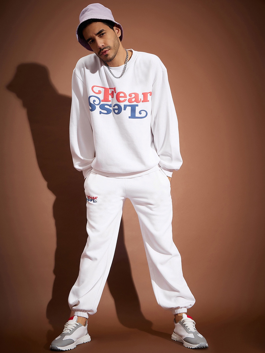

MASCLN SASSAFRAS White Fear Less Sweatshirt With Joggers Co-Ords