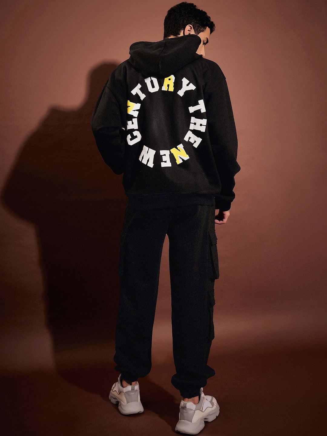 MASCLN SASSAFRAS Black Typography Printed Hooded Tracksuit