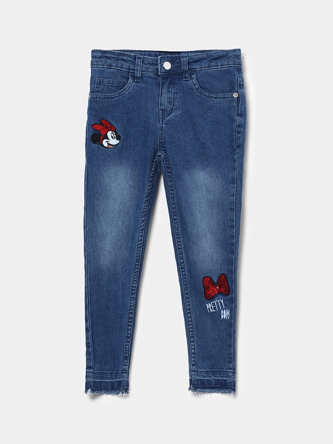 

Fame Forever by Lifestyle Girls Clean Look Light Fade Jeans With Embroidered Detail, Blue