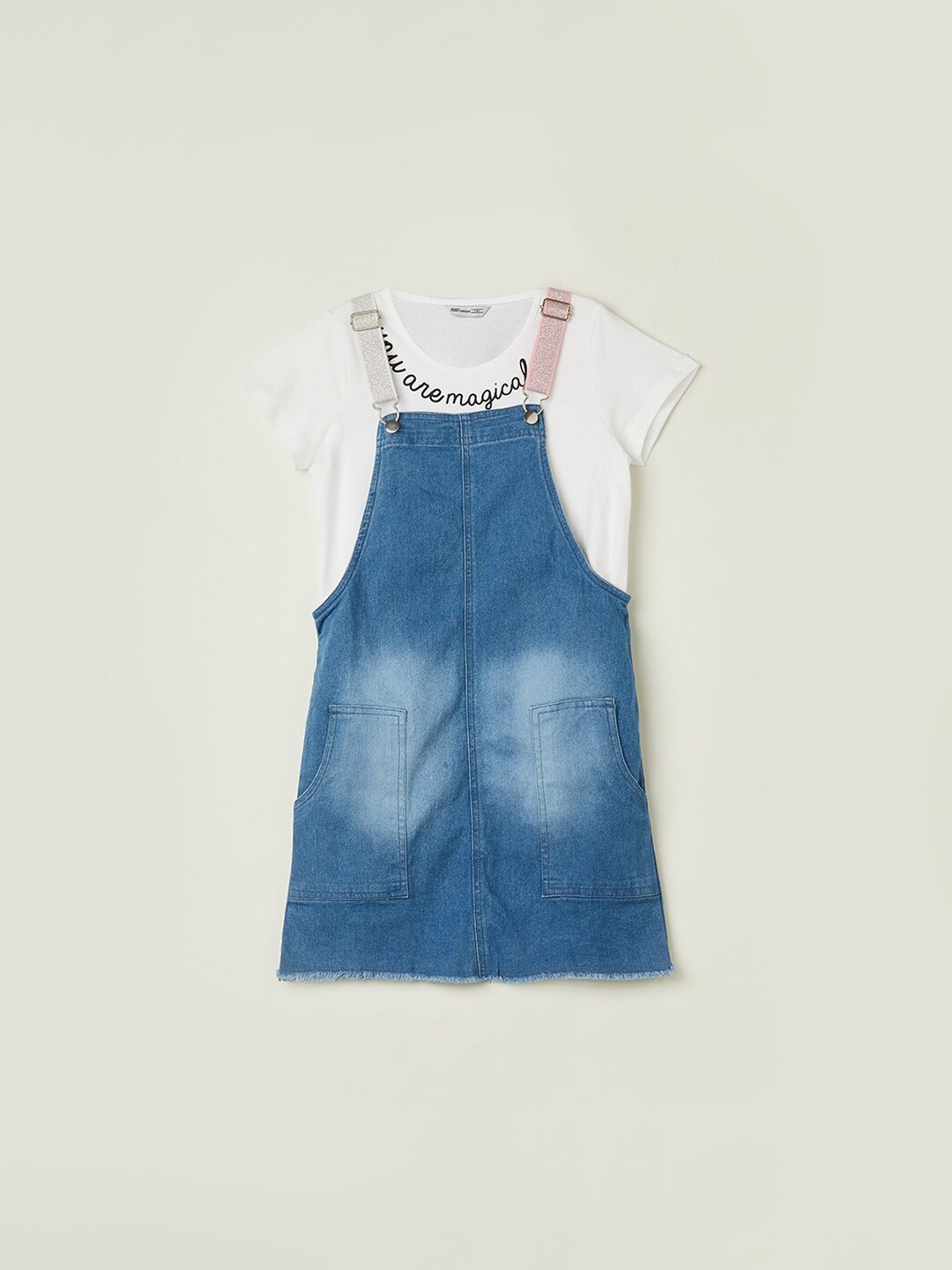 

Fame Forever by Lifestyle Girls Washed Pinafore Dress, Blue