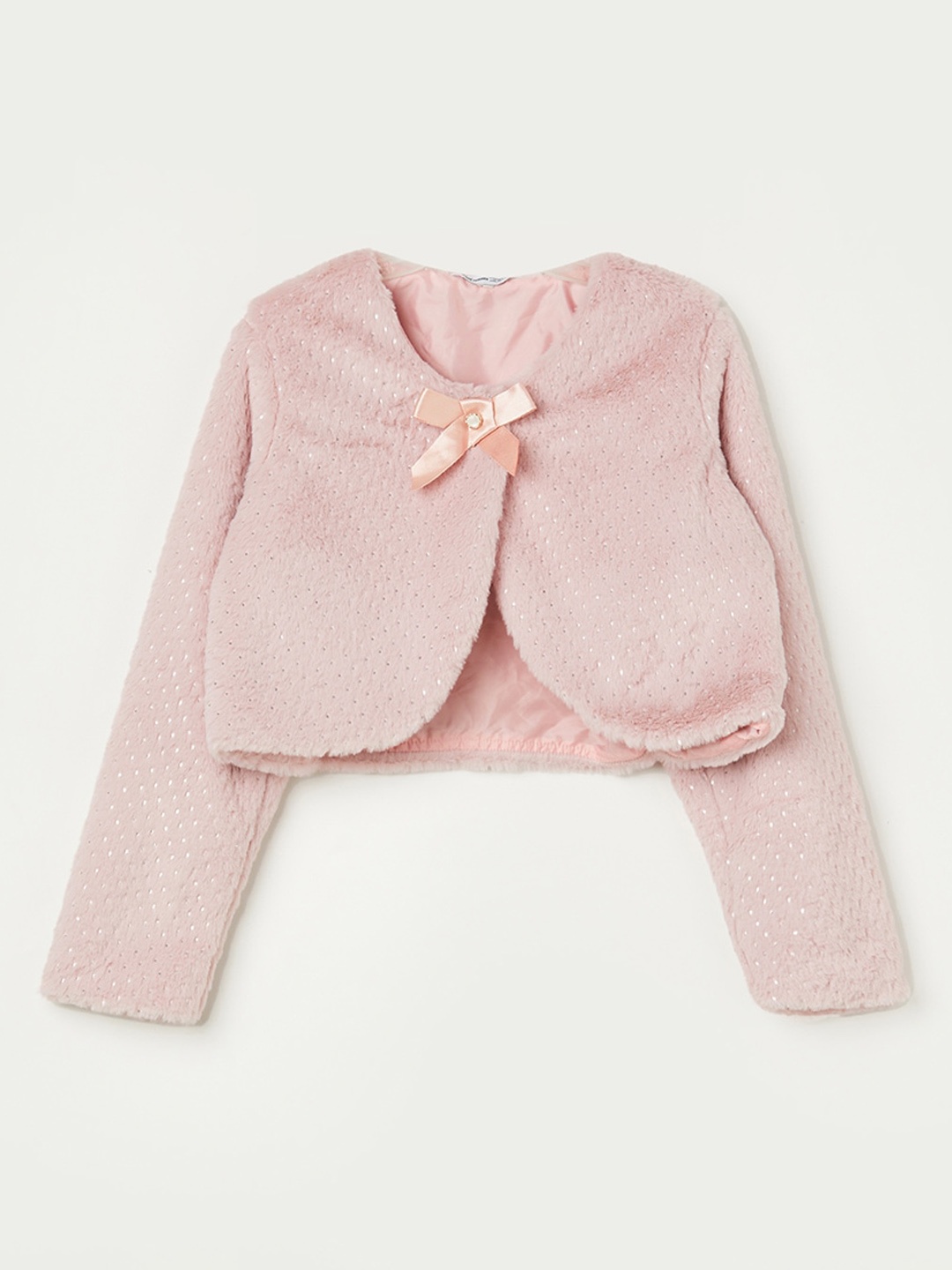 

Fame Forever by Lifestyle Girls Embellished Long Sleeves Fur Tailored Jacket, Pink