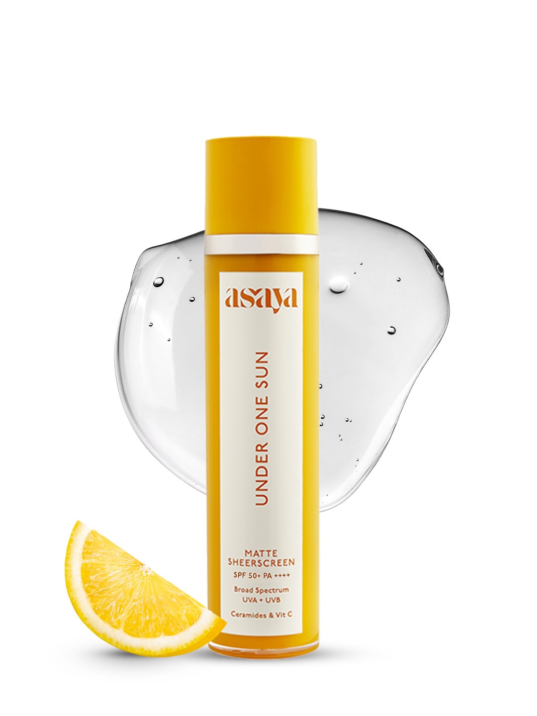 

Asaya Under One Sun SPF 50 PA++++ Matte Sheerscreen Gel with Ceramides + Vitamin C - 50ml, Yellow