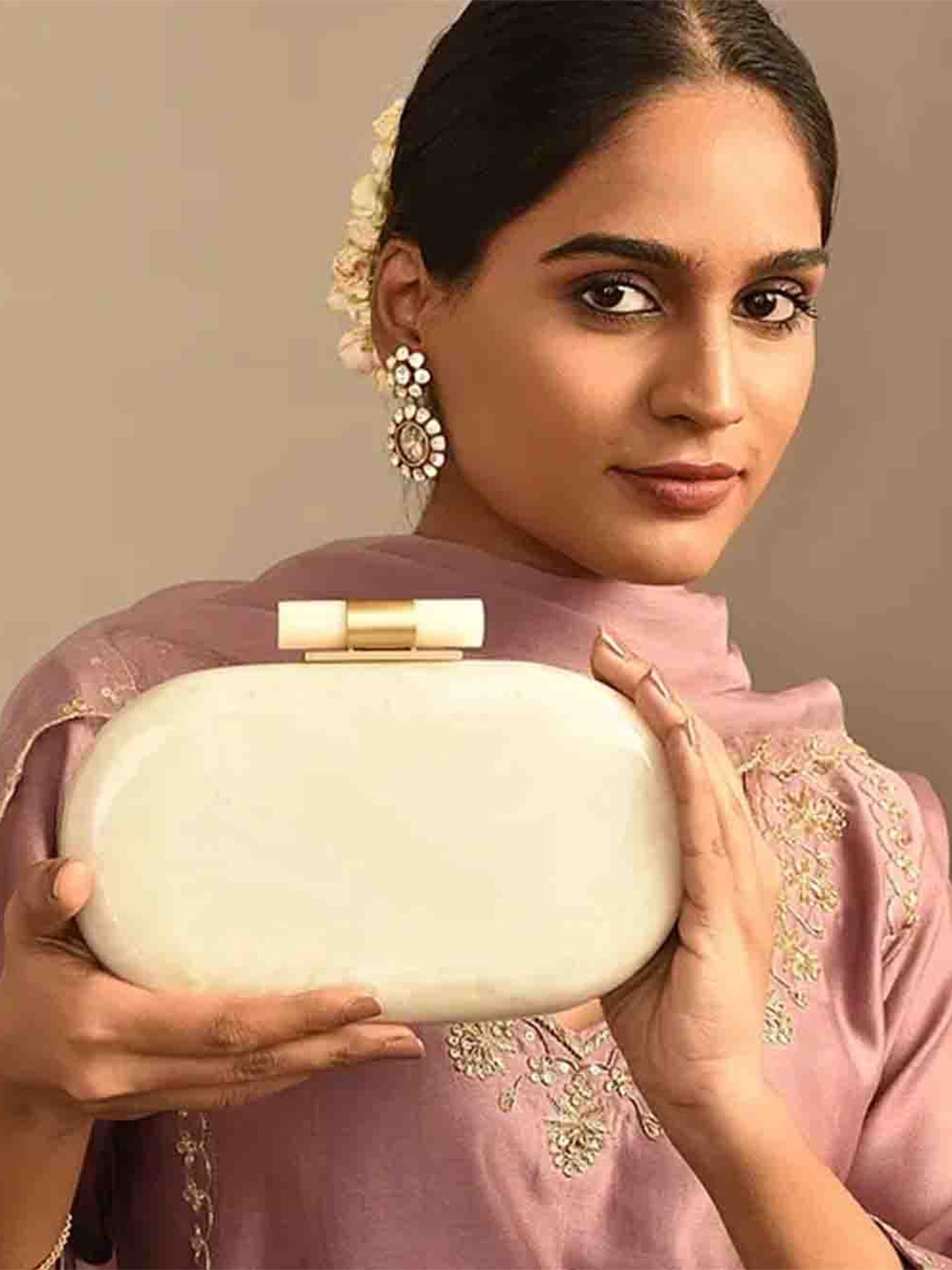 

Jalwa Art Textured Purse Clutch, White