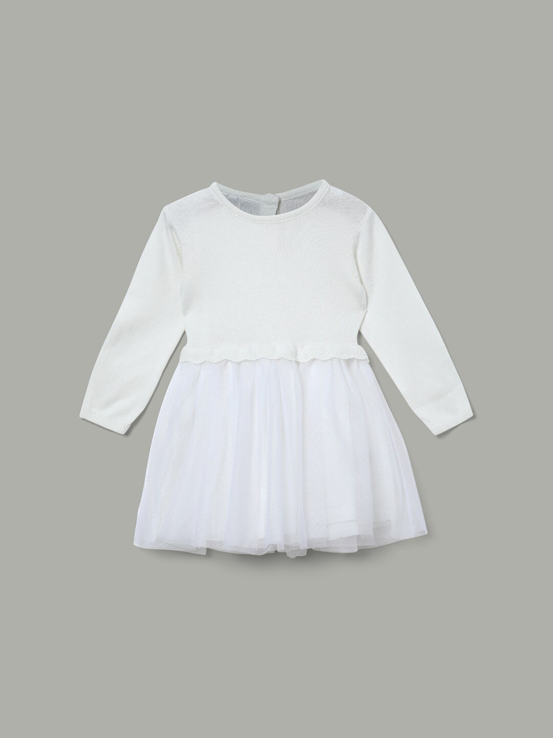 

Juniors by Lifestyle Girls Long Sleeves Cotton Fit & Flare Dress, Off white