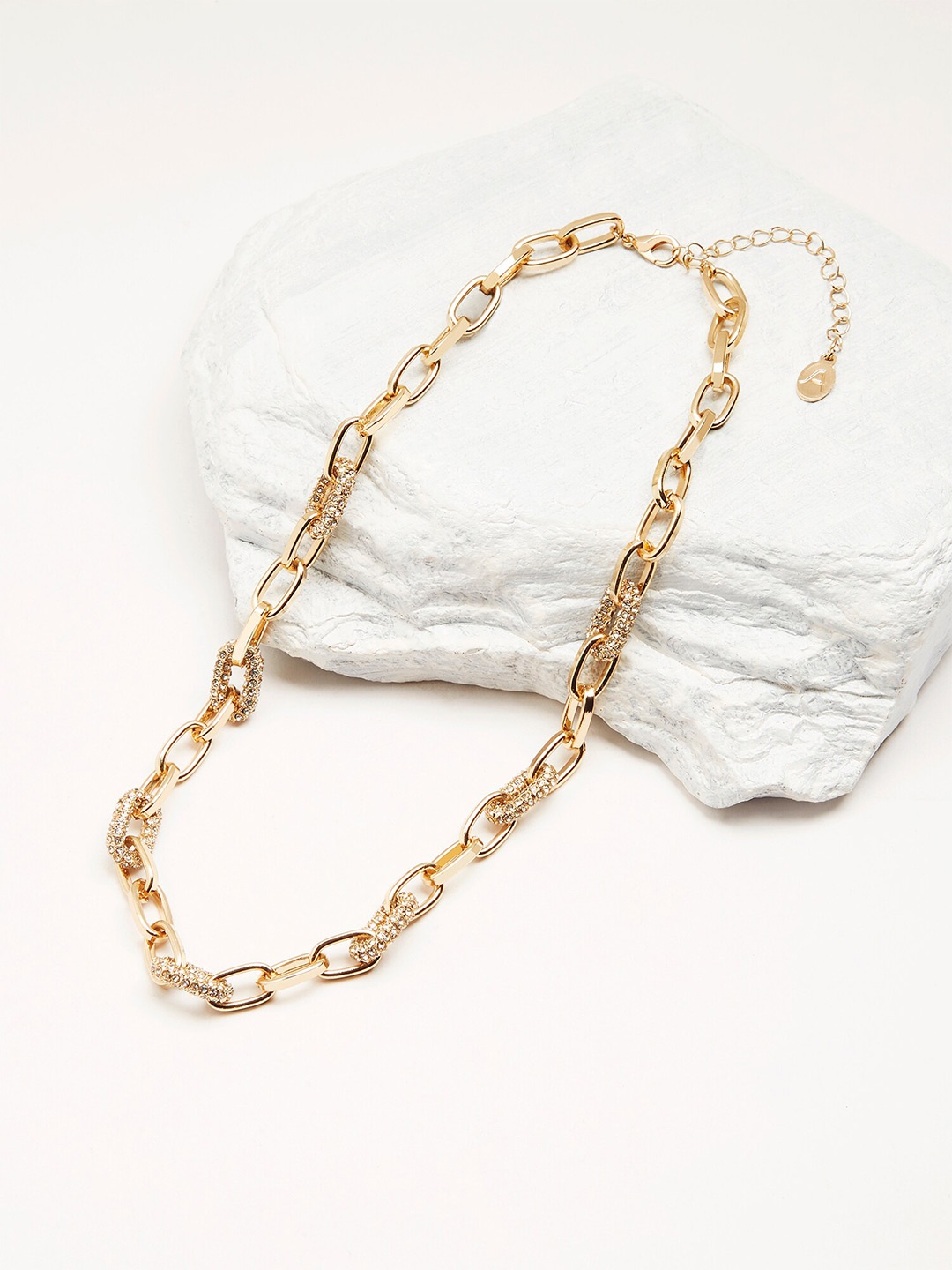 

Accessorize Stone-Studded Sparkle Links Chain Necklace, Gold