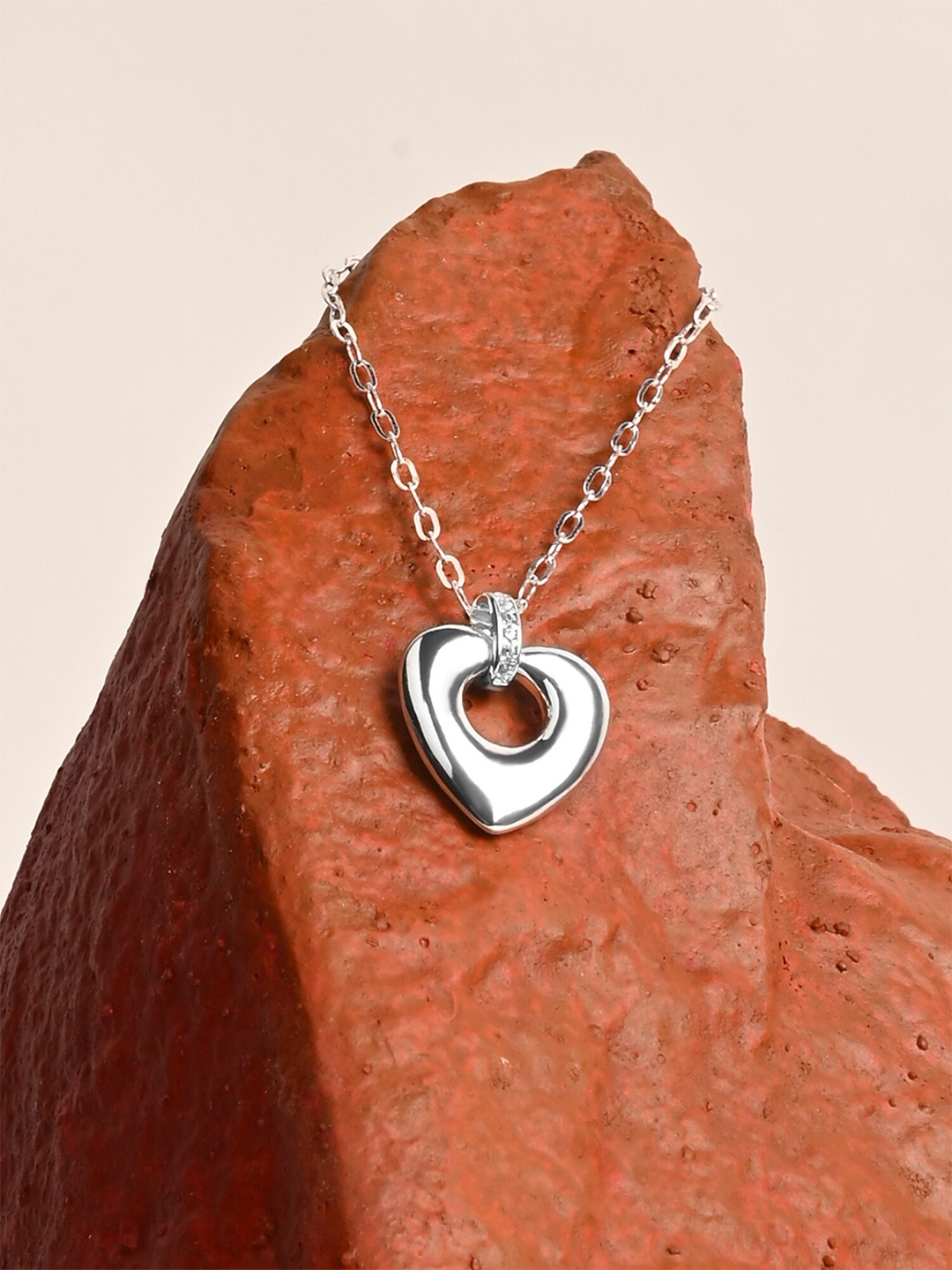 

Accessorize London Women Sterling Silver Plated Chunky Heart Necklace