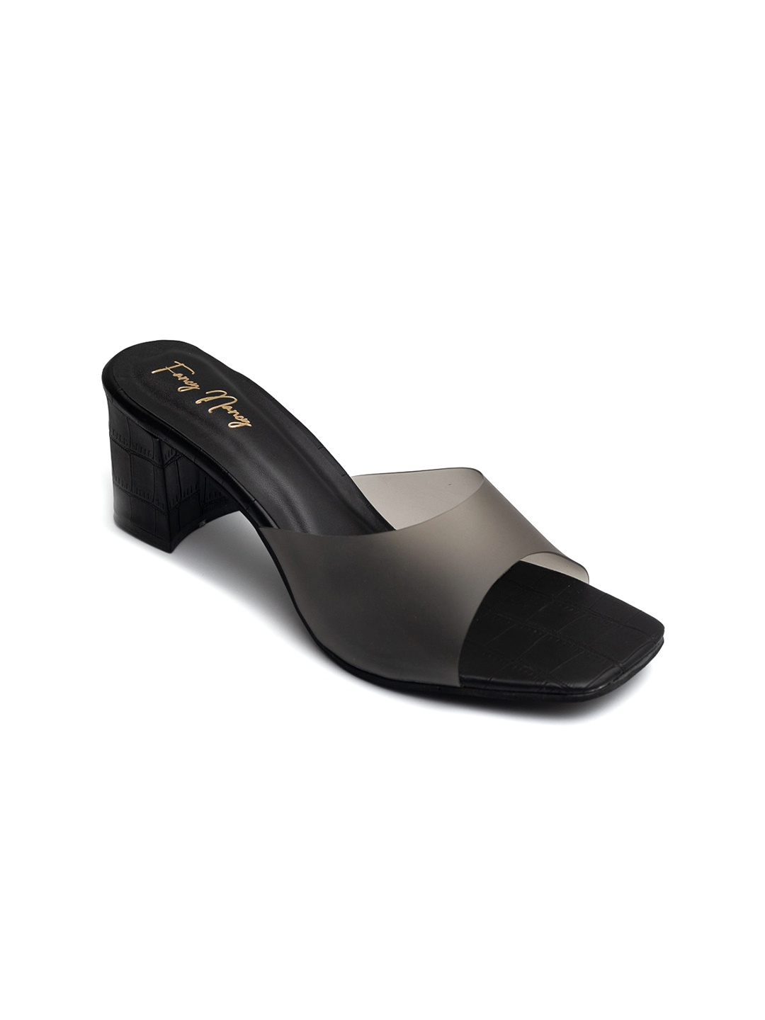

Dapper Feet-Fancy Nancy Open Toe Block Heels, Black