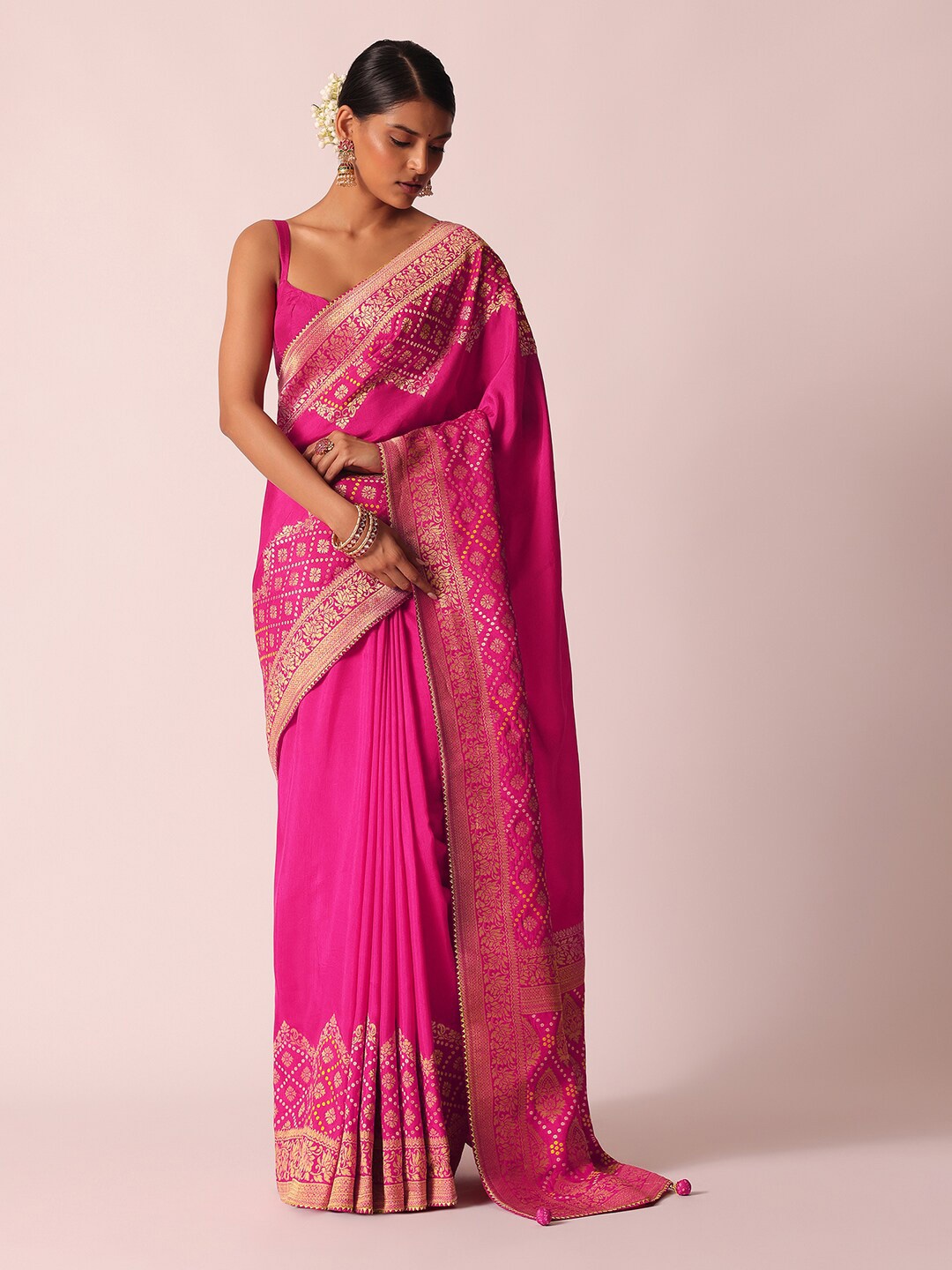 

KALKI Fashion Ethnic Motif Woven Design Saree, Pink