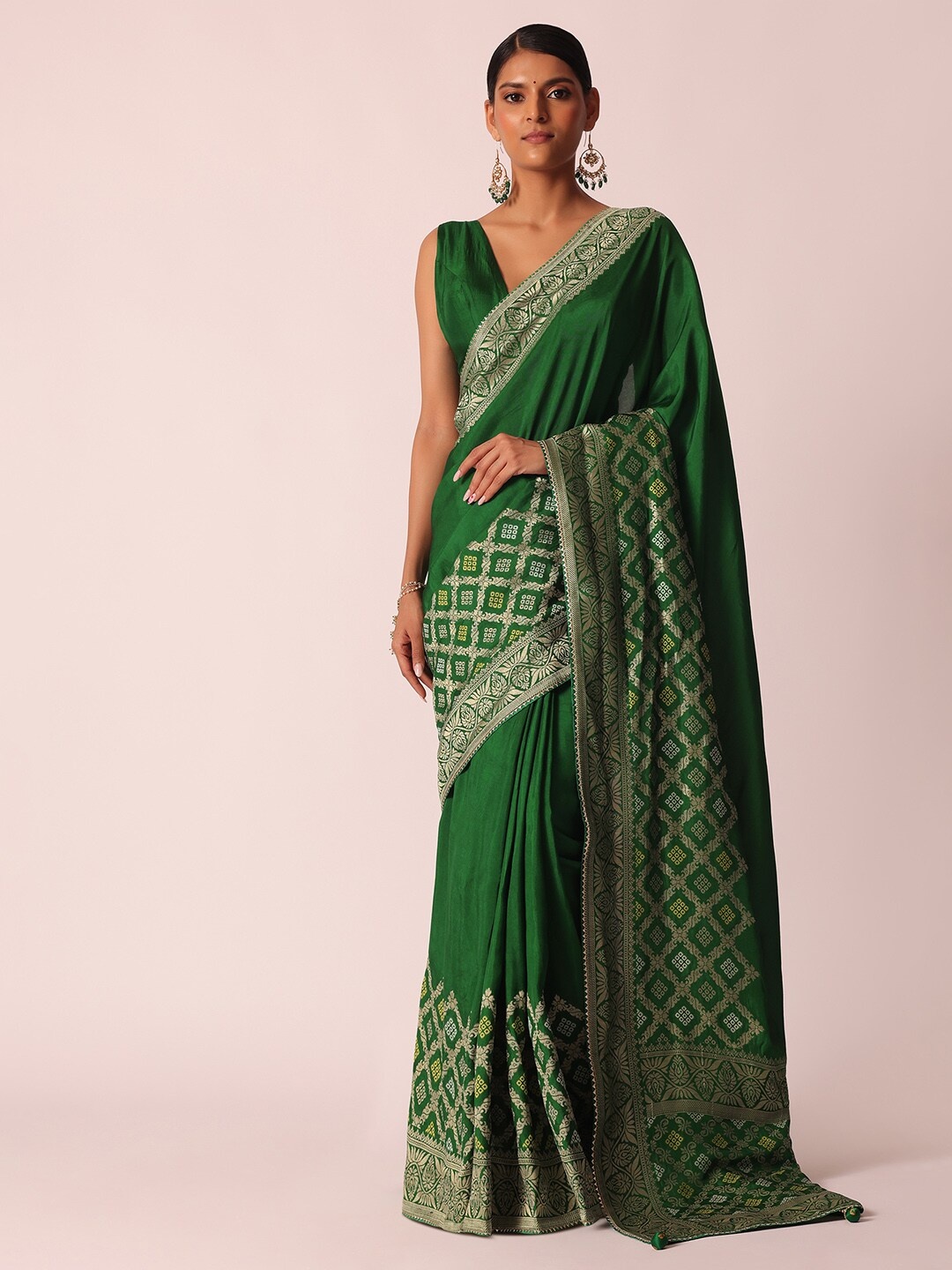

KALKI Fashion Ethnic Motifs Woven Design Saree, Green