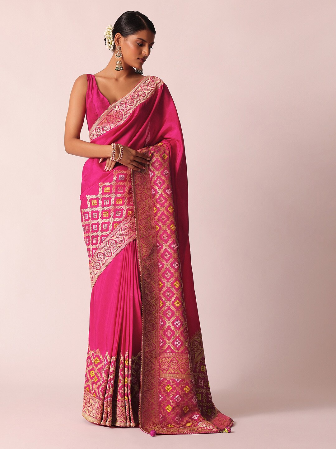 

KALKI Fashion Ethnic Motifs Woven Design Saree, Pink