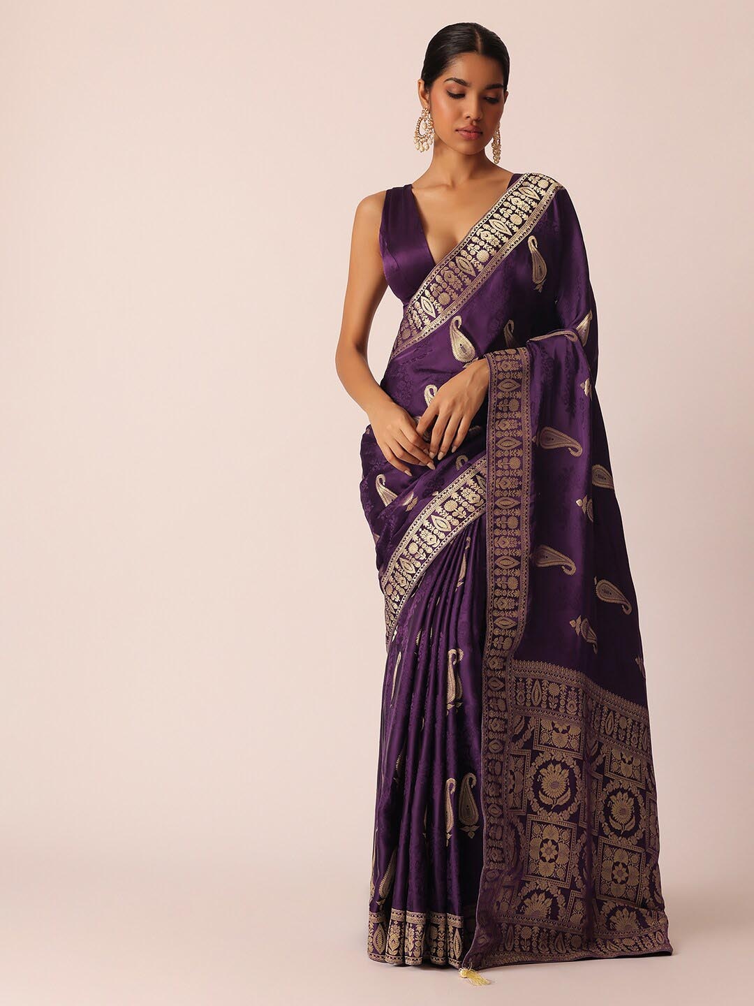 

KALKI Fashion Paisley Woven Design Zari Saree, Purple