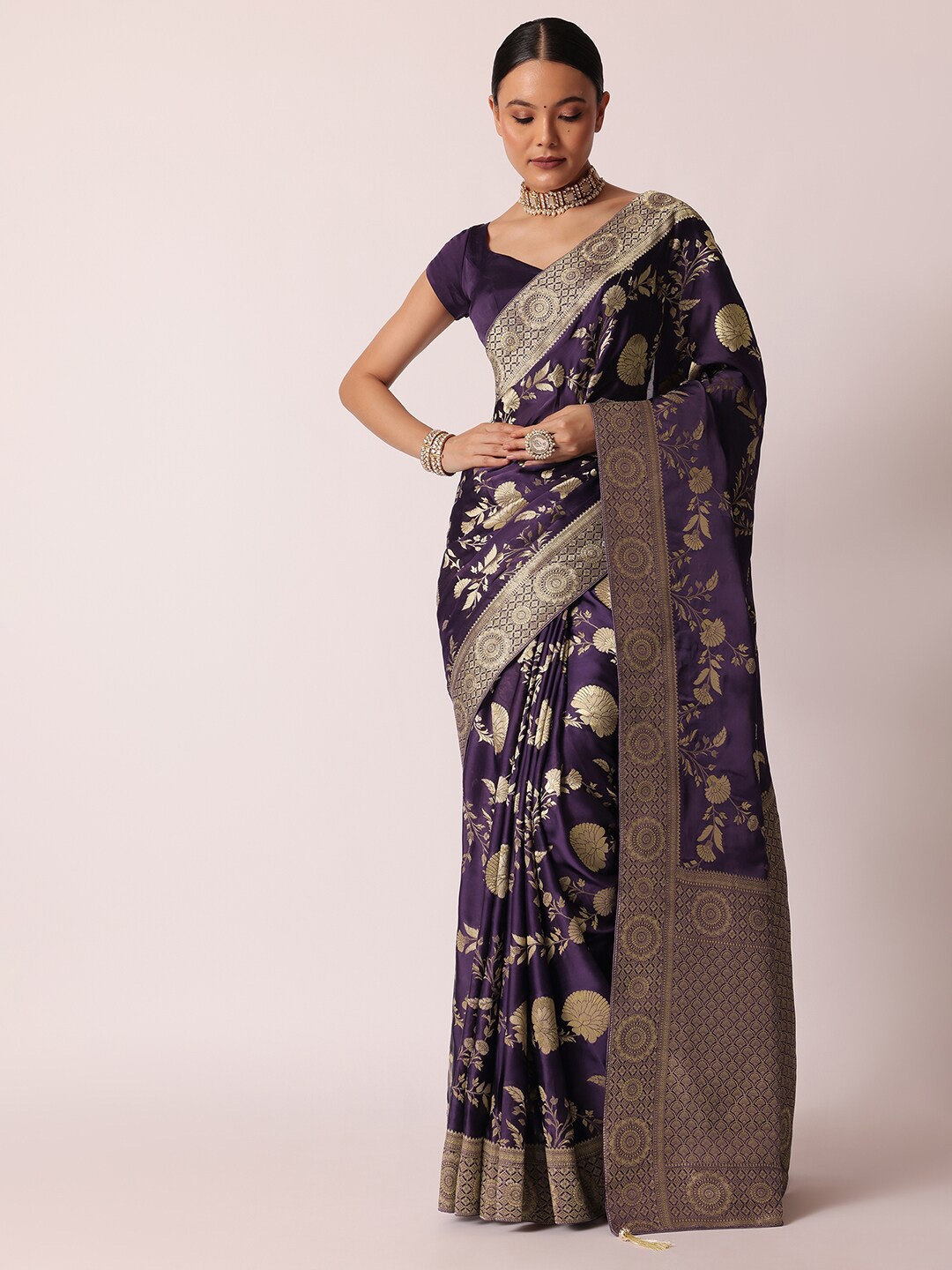

KALKI Fashion Ethnic Motifs Woven Design Banarasi Saree, Purple