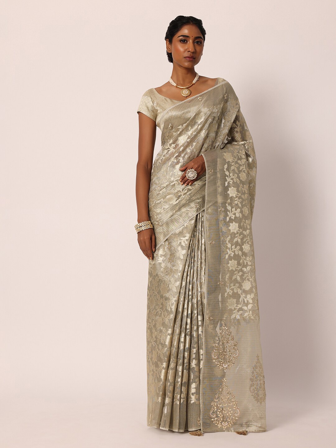 

KALKI Fashion Ethnic Motifs Woven Design Saree, Grey