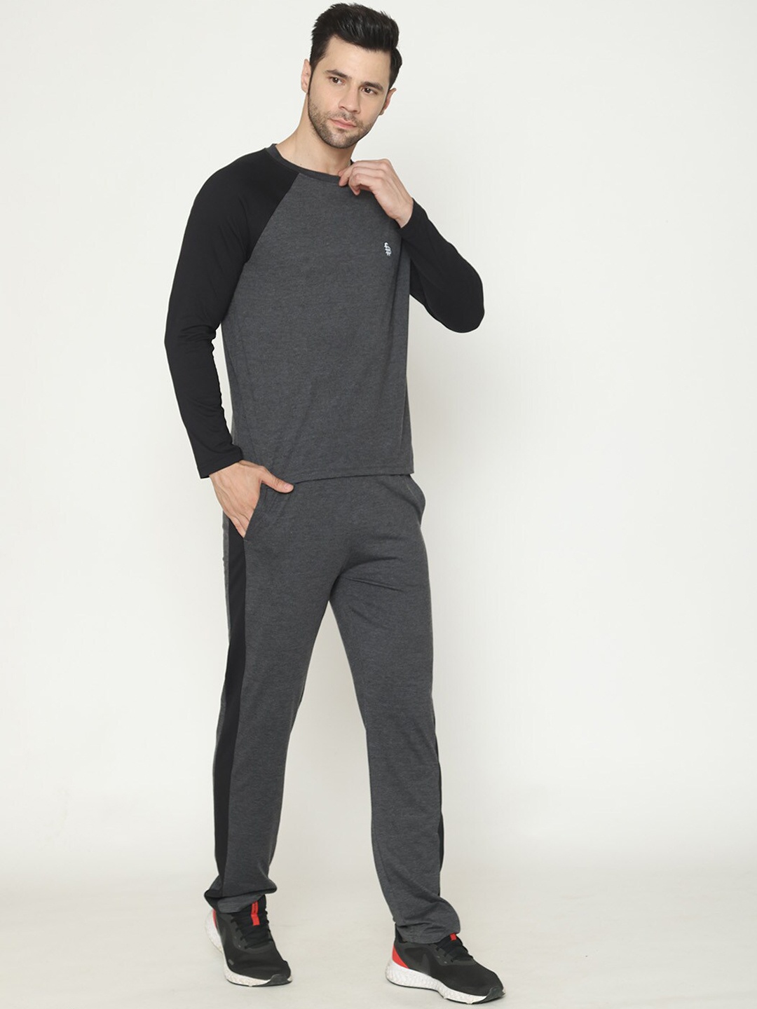 

Bonjour Round Neck Pure Cotton Sweatshirt With Trousers, Grey