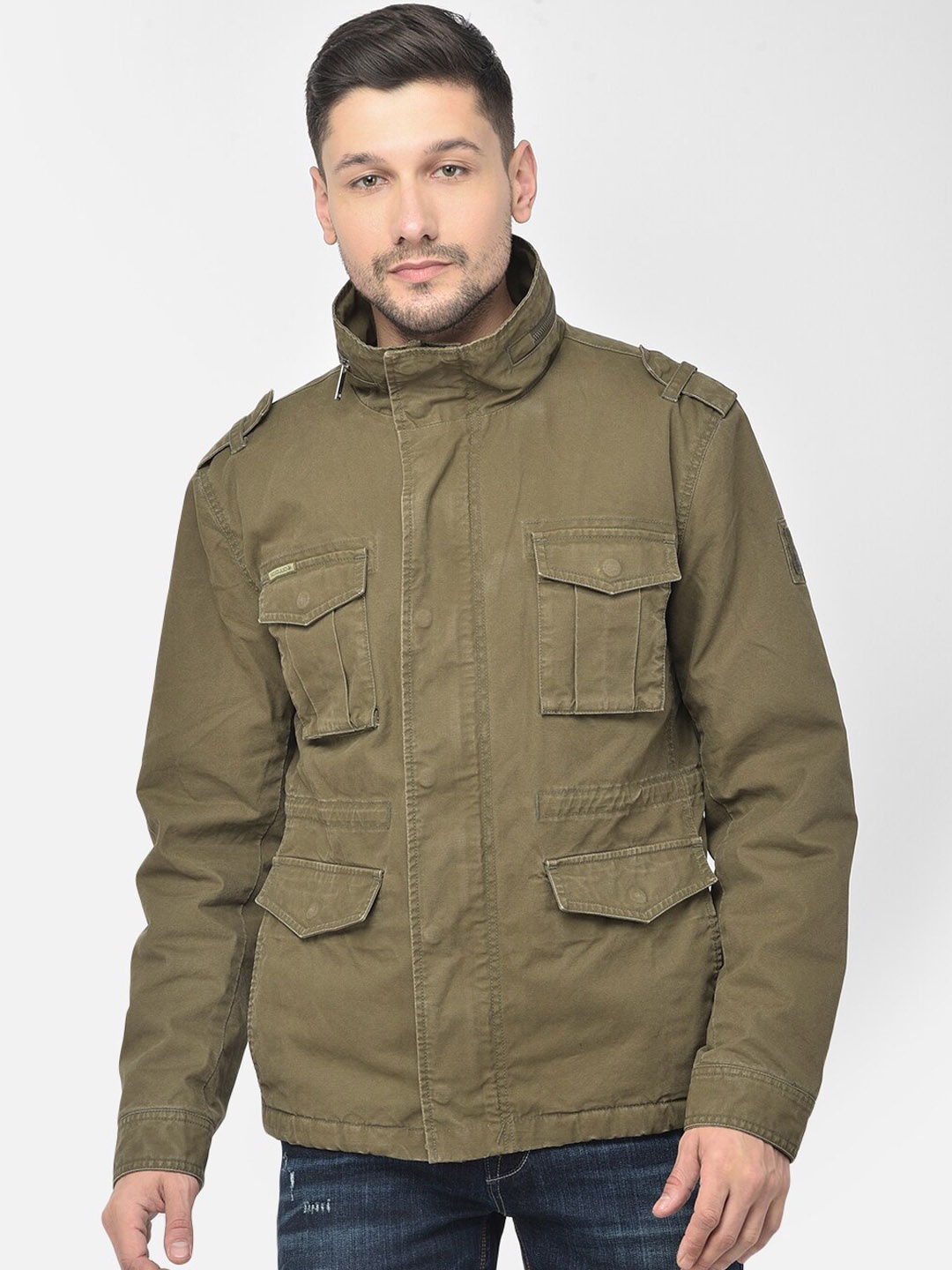 

Woodland Mock Collar Parka Jacket, Green