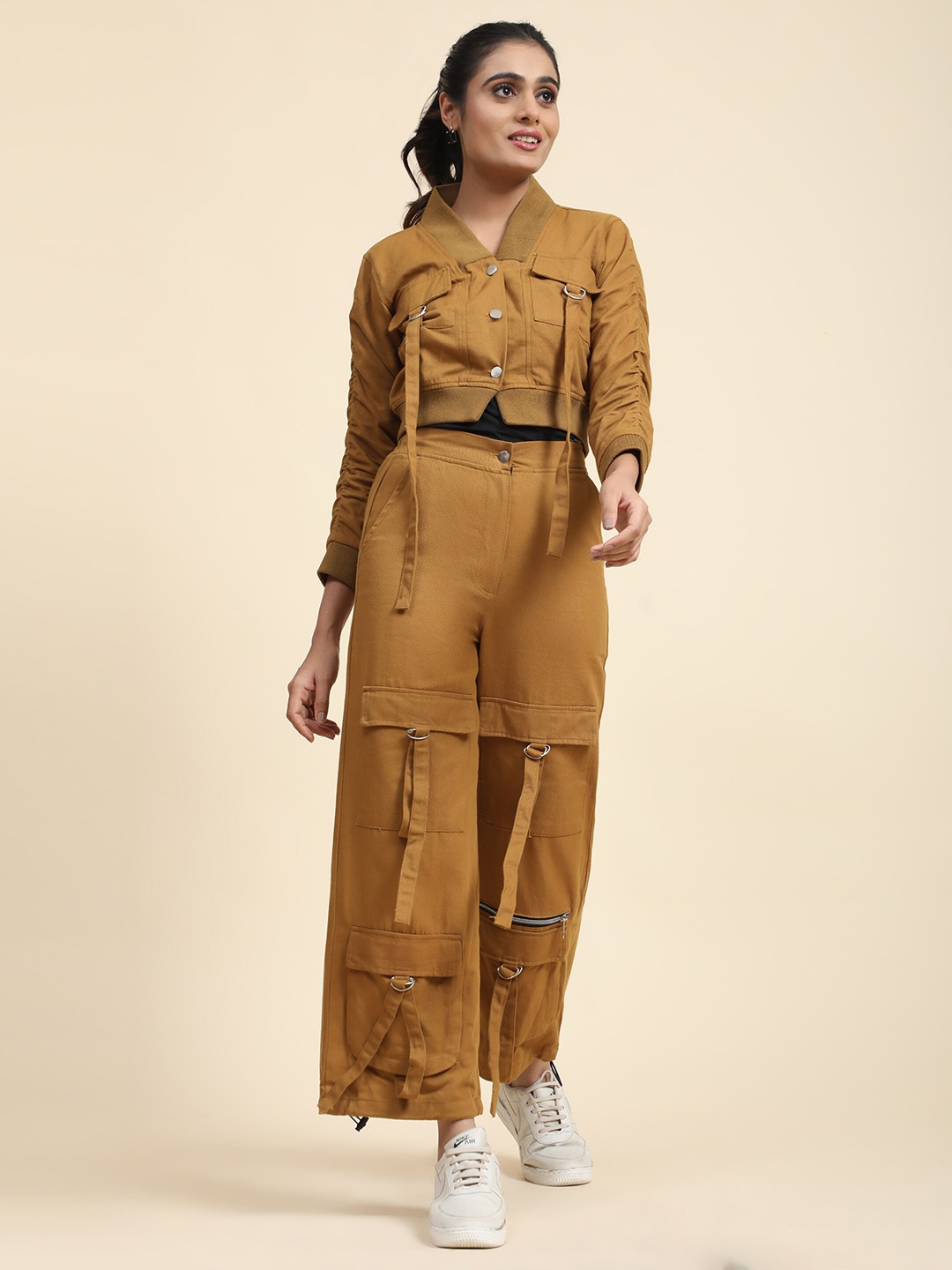 

Ameeha Pure Cotton Jacket & Trousers, Khaki
