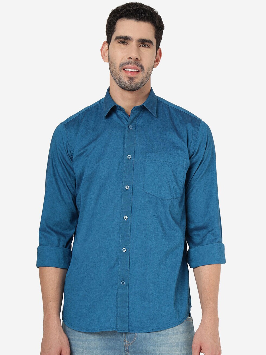 

Greenfibre Knitted Pure Cotton Casual Shirt, Blue