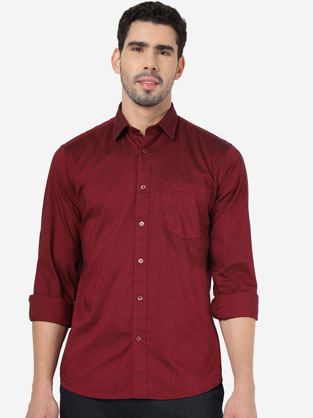 

Greenfibre Knitted Pure Cotton Casual Shirt, Maroon