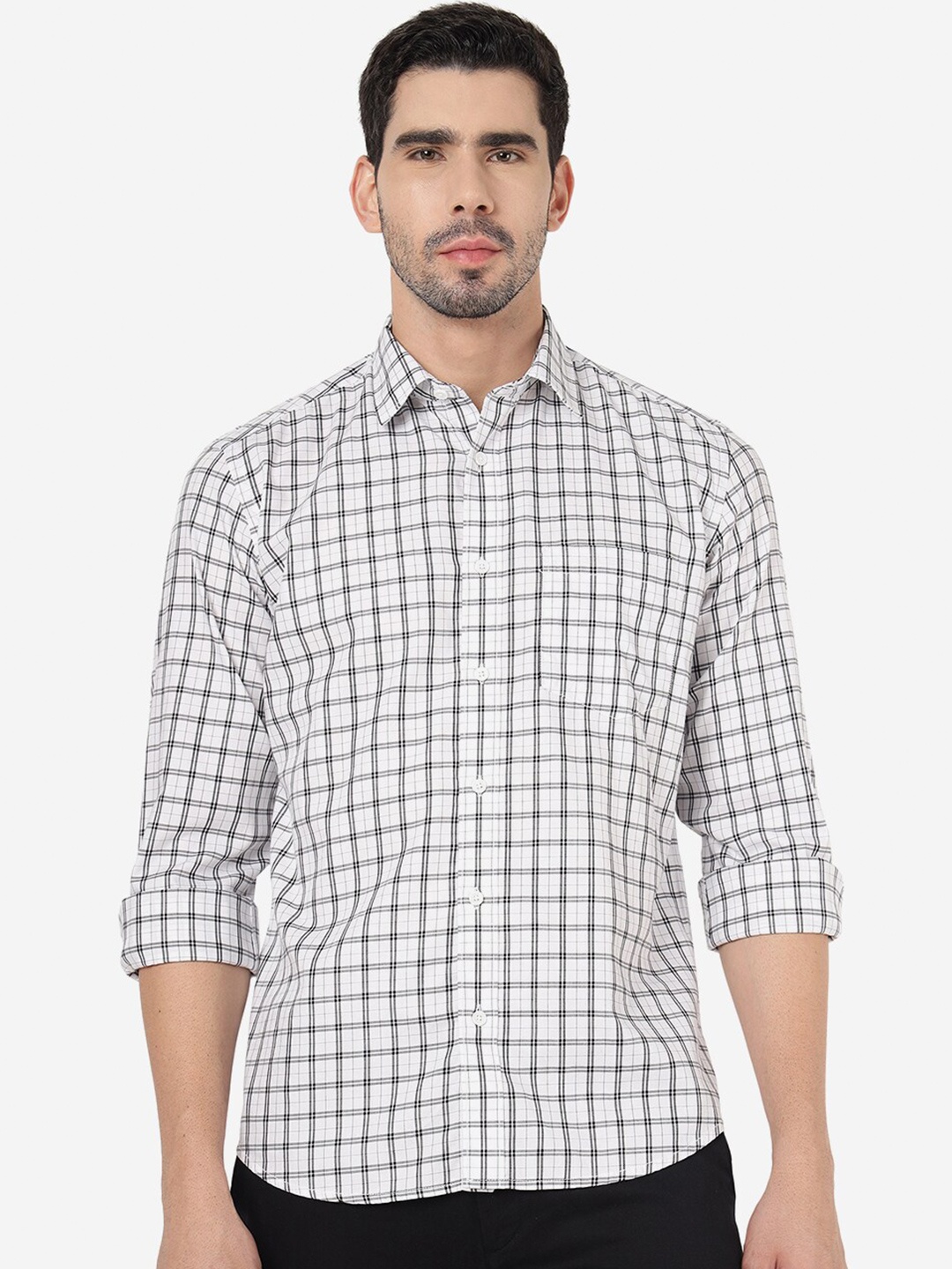 

Greenfibre Tartan Checked Pure Cotton Shirt, White