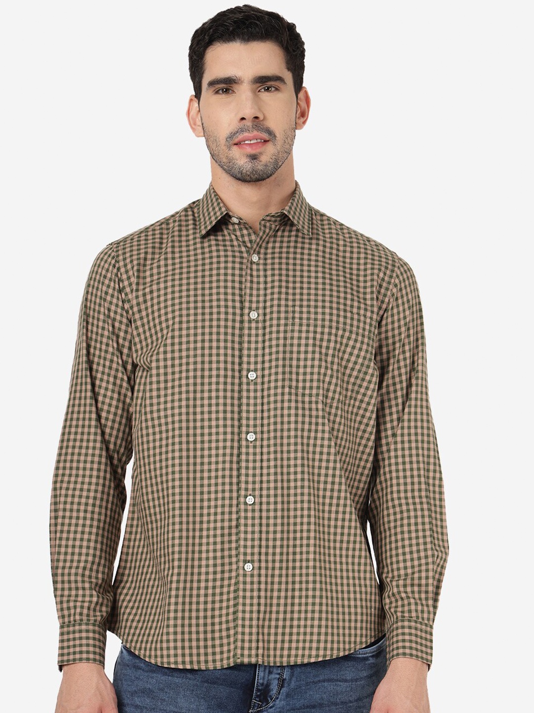 

Greenfibre Tartan Checked Knitted Pure Cotton Shirt, Green