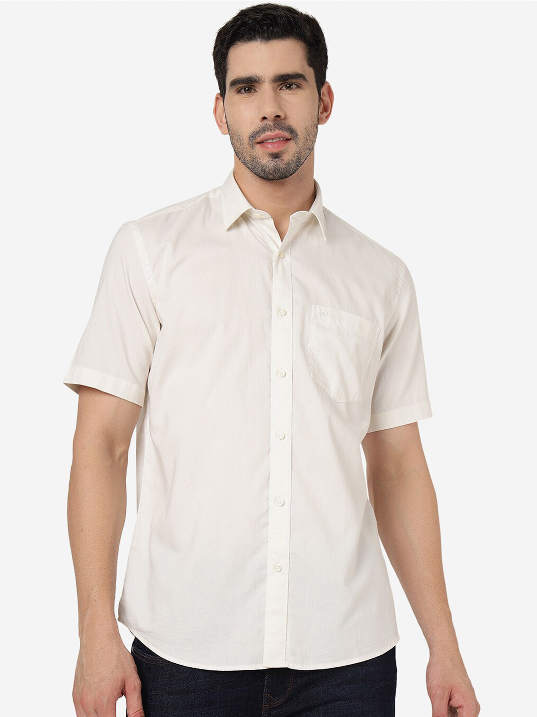 

JADE BLUE Slim Fit Pure Cotton Shirt, Off white
