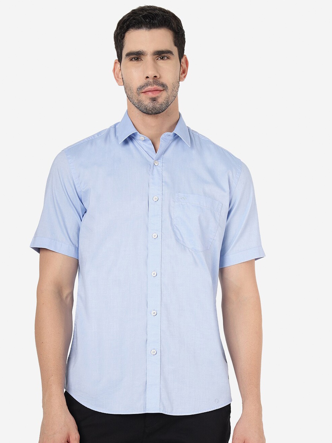 

JADE BLUE Slim Fit Short Sleeves Pure Cotton Casual Shirt