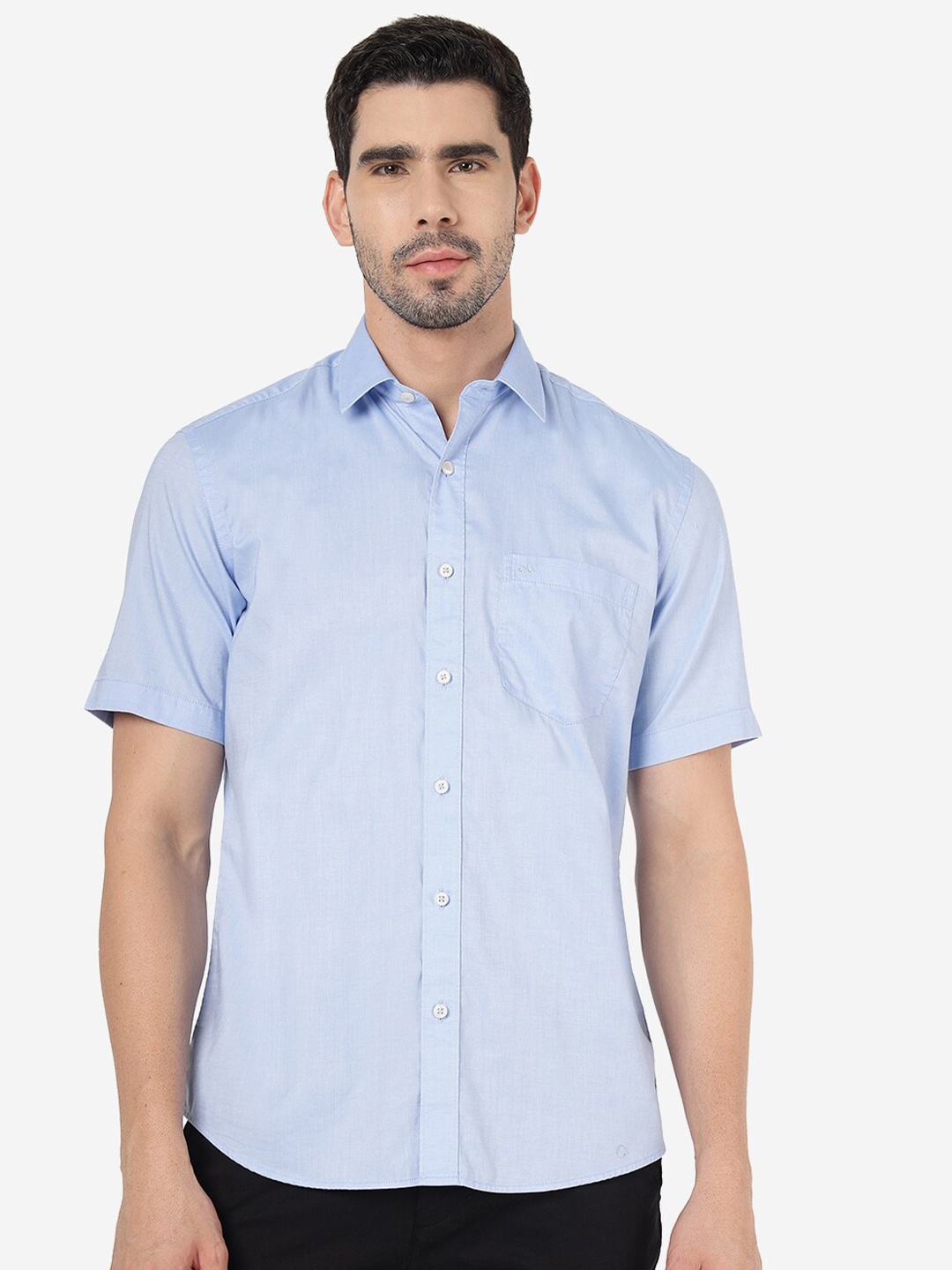

JADE BLUE Slim Fit Short Sleeves Pure Cotton Casual Shirt