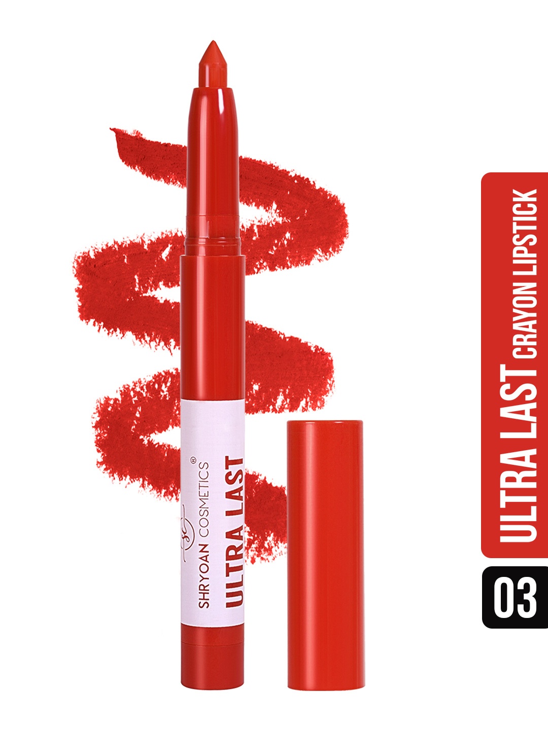 

SHRYOAN Ultra Last Long Lasting Waterproof Matte Crayon Lipstick 3.5g - Shade 03, Red