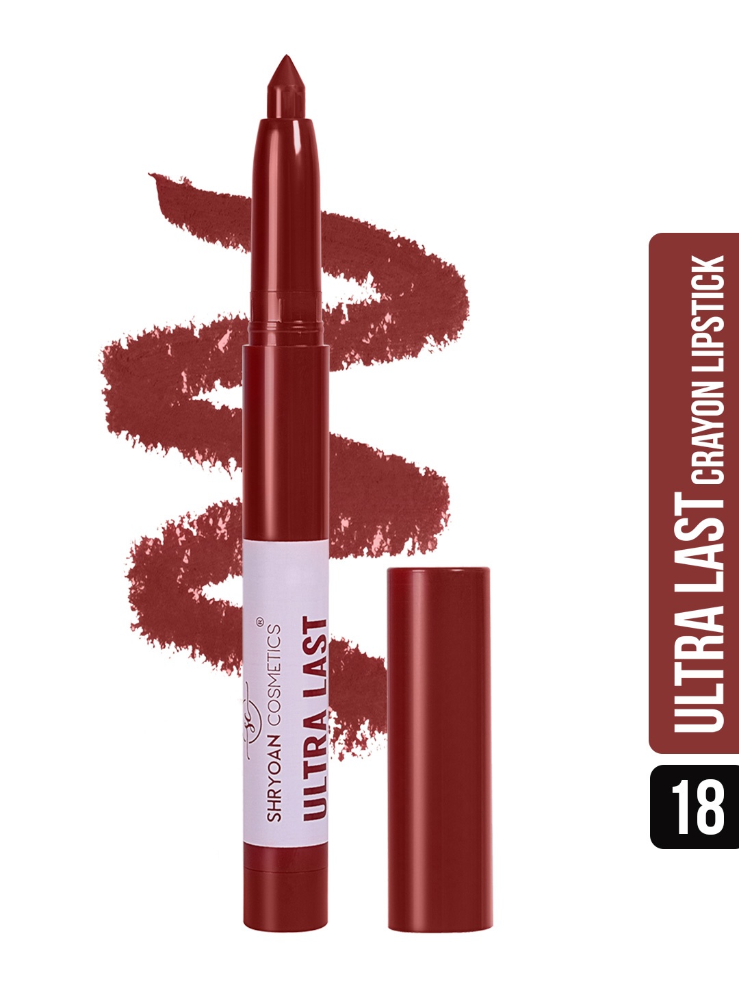 

SHRYOAN Ultra Last Long Lasting Matte Crayon Lipstick - 3.5g - SH18, Maroon