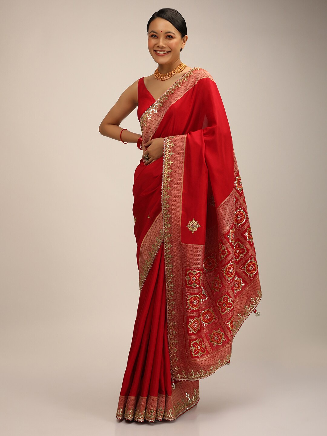 

KALKI Fashion Ethnic Motif Gotta Patti Details Saree, Red