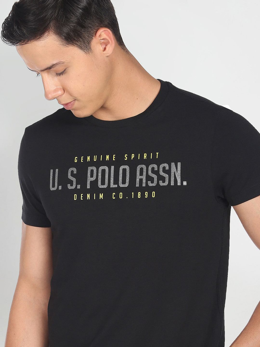 

U.S. Polo Assn. Denim Co. Brand Logo Printed Slim Fit T-shirt, Black