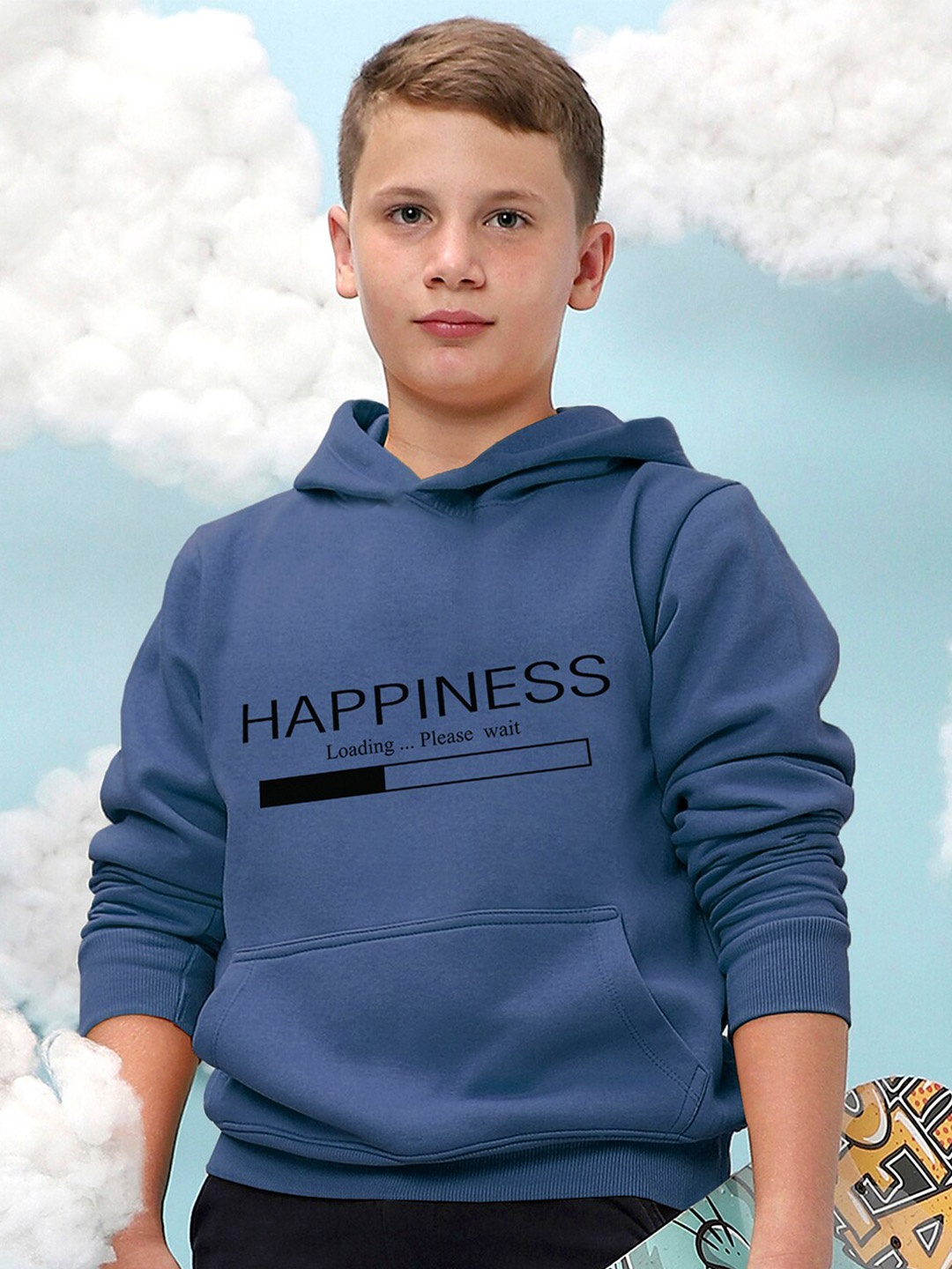 

Instafab Boys Typography Printed Cotton Hooded Pullover Sweatshirt, Blue