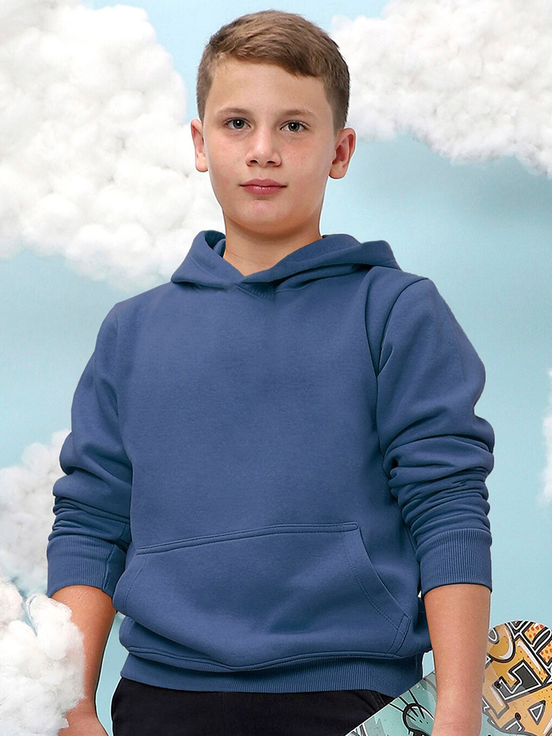 

Instafab Boys Hooded Cotton Pullover Sweatshirt, Blue