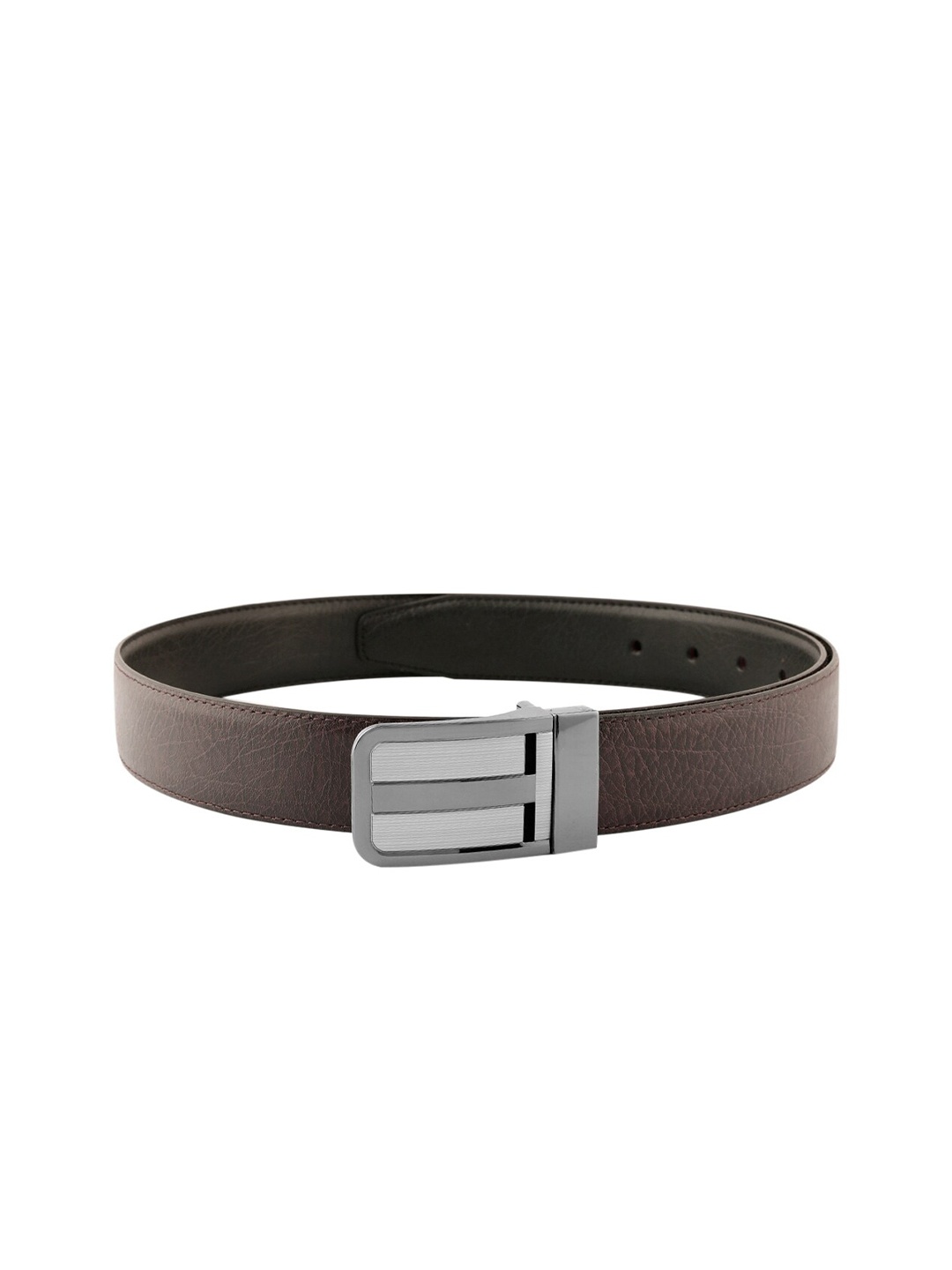 

ZEVORA Men Textured Leather Reversible Belt, Brown