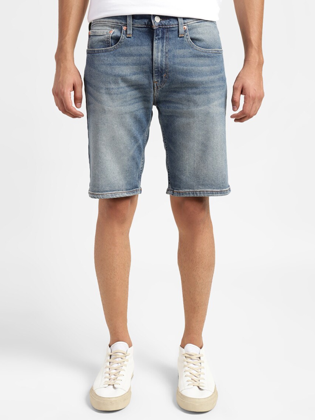 

Levis Men Mid Rise Cotton Denim Shorts, Blue