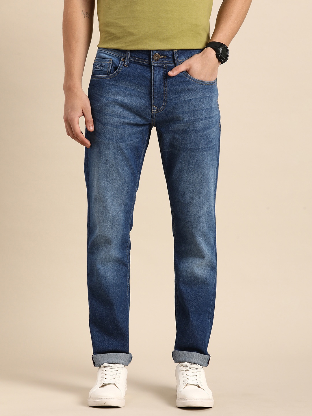 

Being Human Men Slim Fit Mid Rise Light Fade Stretchable Jeans, Blue