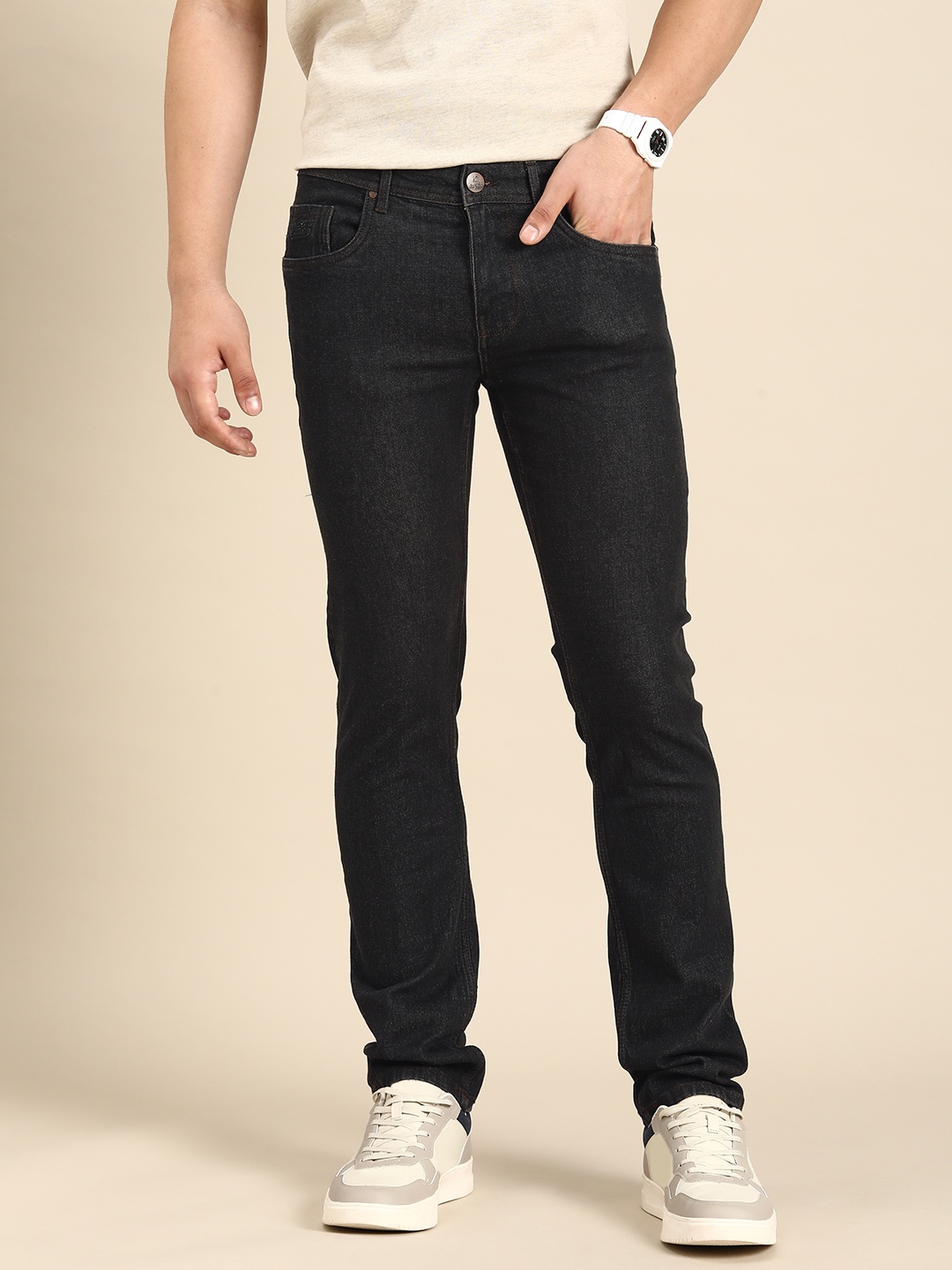 

Being Human Men Mid Rise Slim Straight Fit Light Fade Stretchable Jeans, Black