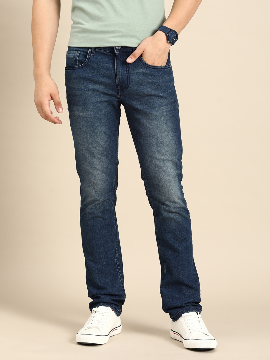 

Being Human Men Slim Fit Light Fade Stretchable Jeans, Navy blue